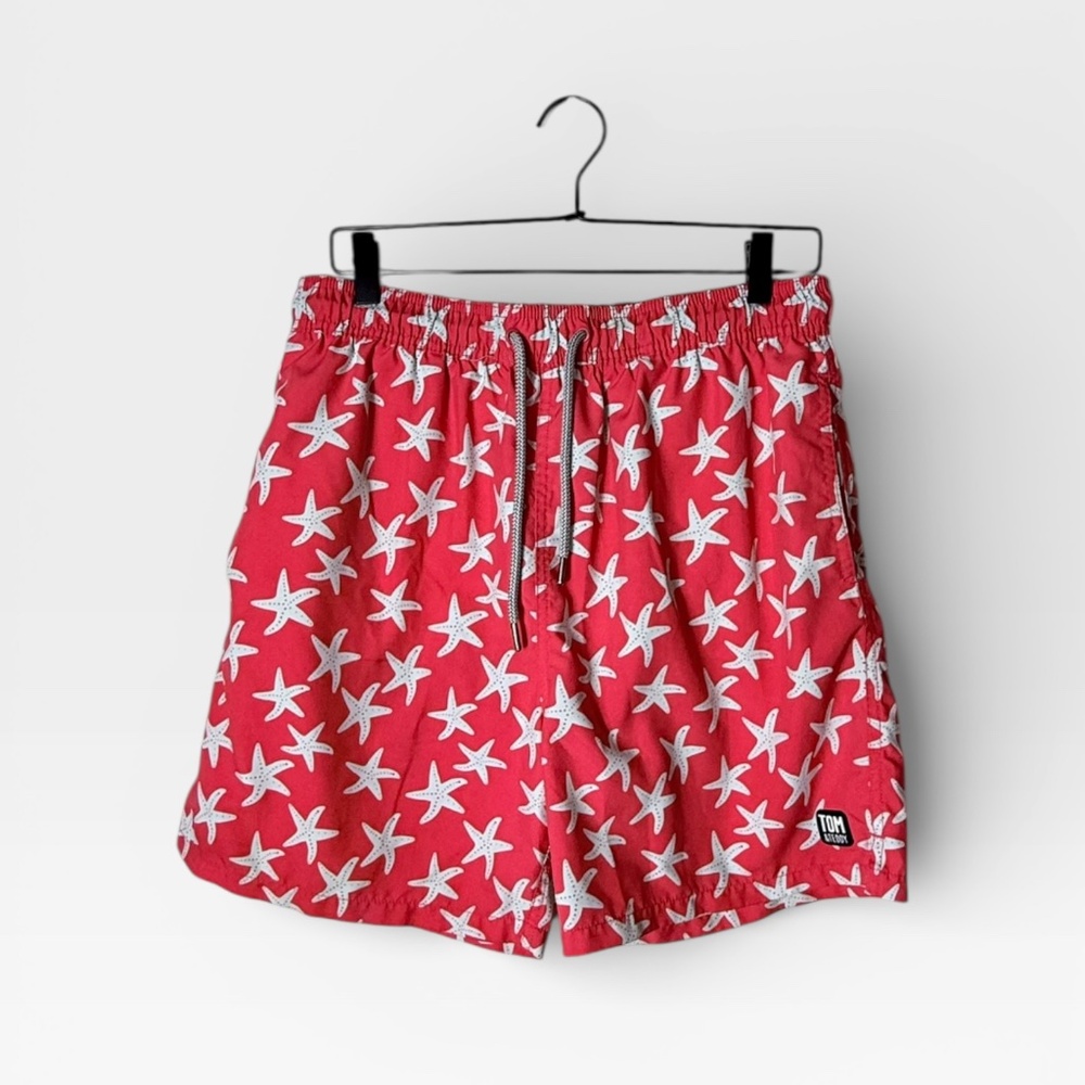 Tom and Teddy Men's starfish swim‎ trunks Rose/Blue Size Large (A)